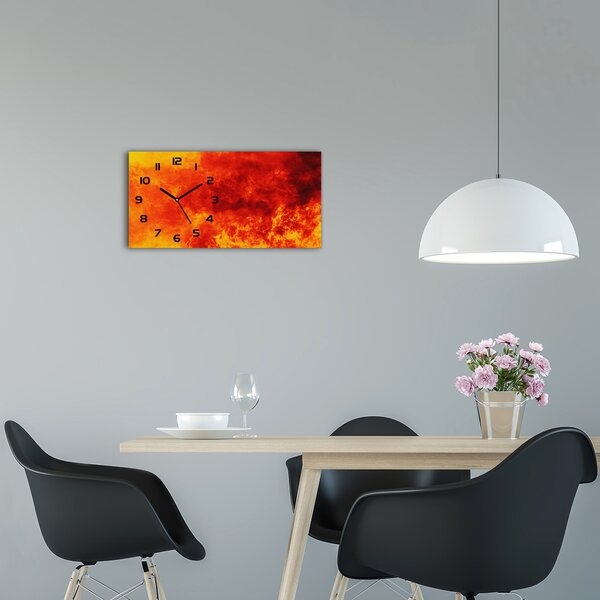 Moderní skleněné hodiny na stěnu Plameny pl_zsp_60x30_f_85164898
