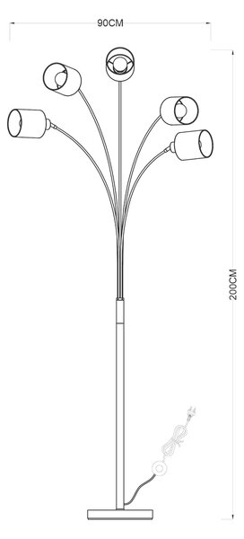 STOJACÍ LAMPA, 90/200 cm Novel - Stojací lampy