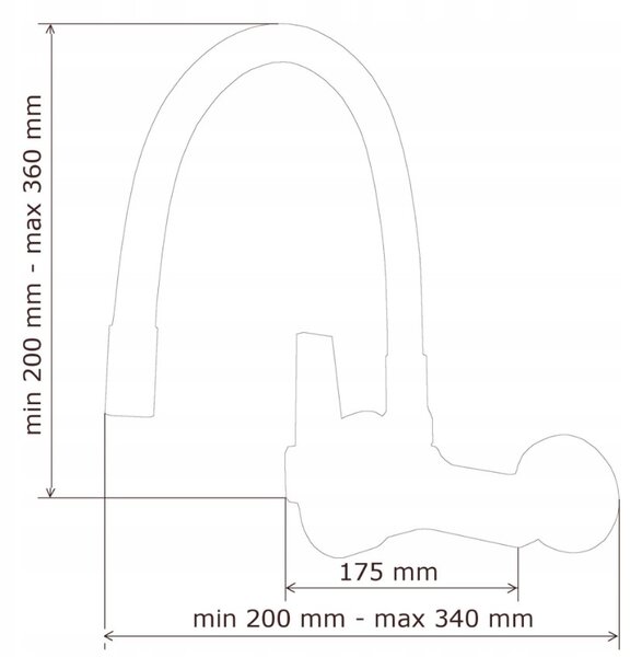 Gamma Flex, nástěnná dřezová baterie s elastickým ramenem, černá-chromová, GMA-BFXS-BK