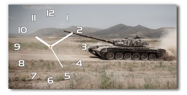 Skleněné hodiny na stěnu Tank na poušti pl_zsp_60x30_f_85502732