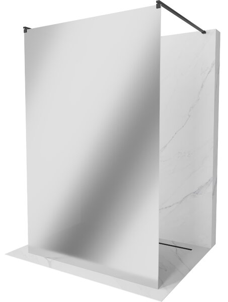 Mexen Kioto, průchozí sprchová zástěna 100 x 200 cm, 8mm sklo vzor zrcadlo, 2x černá stabilizační rozpěra, 800-100-002-70-50