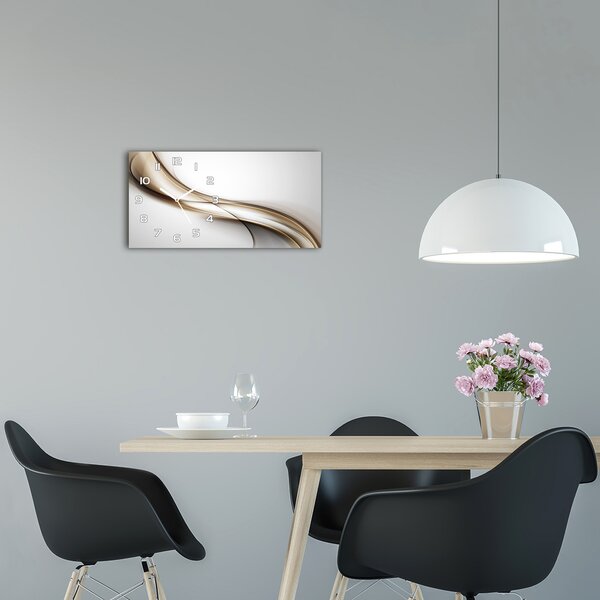 Skleněné hodiny na stěnu tiché Hnědá vlna pl_zsp_60x30_f_85720203