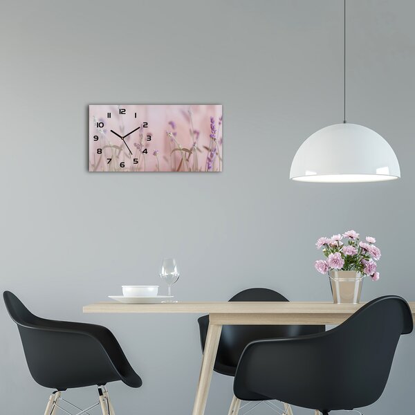 Moderní skleněné hodiny na stěnu Levandule pl_zsp_60x30_f_85603385