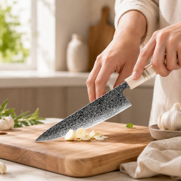 Šéfkuchařský nůž z damaškové oceli Ivory SaKuRo 20,8 cm