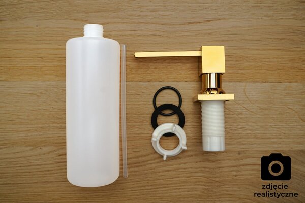 Gamma Quatro, dávkovač saponátu pro kuchyňský dřez 400ml, zlatá lesklá, GMA-DOK-GD