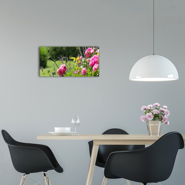 Moderní skleněné hodiny na stěnu Divoká růže pl_zsp_60x30_f_86194342