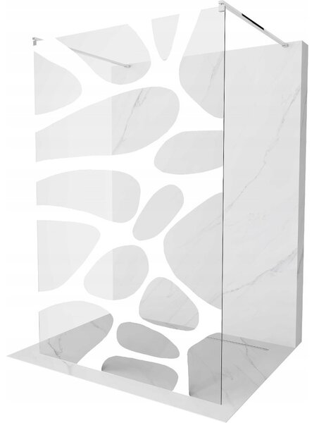 Mexen Kioto, průchozí sprchová zástěna 100 x 200 cm, 8mm sklo čiré/bílý vzor, 2x chromová stabilizační rozpěra, 800-100-002-01-97