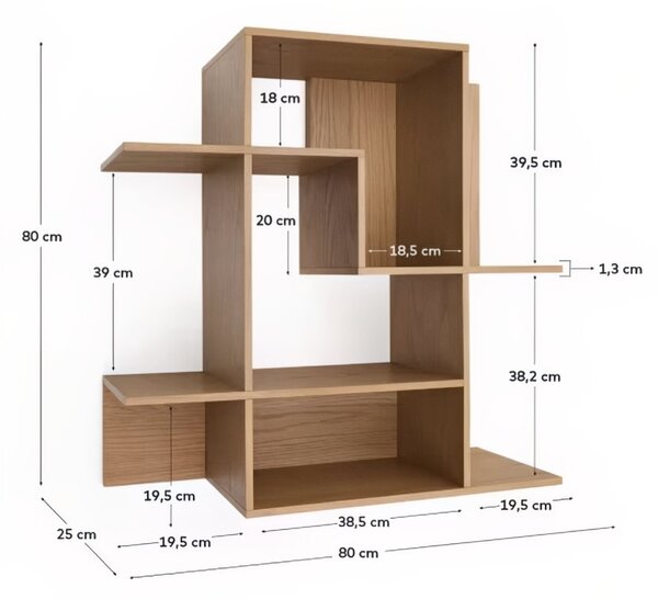 Dubová modulární police Kave Home Ina 80 x 80 cm