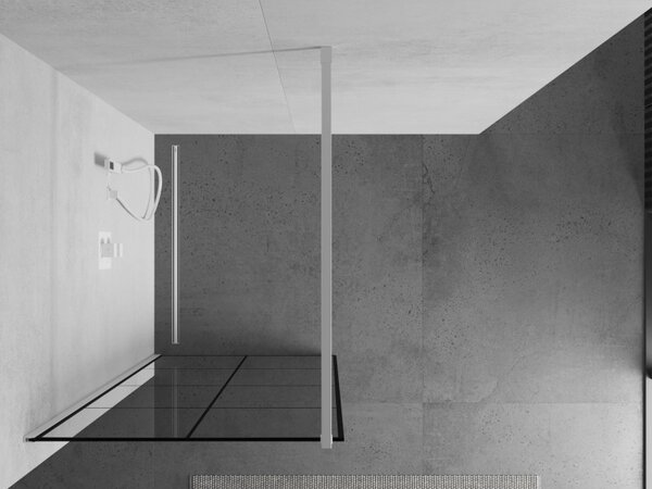 Mexen Kioto, Walk-In sprchová zástěna 80 x 200 cm, 8mm sklo čiré/černý vzor, bílý profil, 800-080-101-20-77