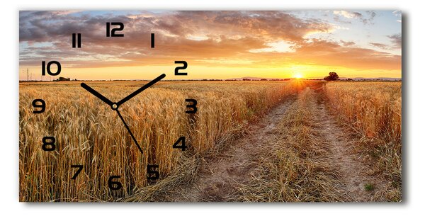 Skleněné hodiny na stěnu tiché Pole pšenice pl_zsp_60x30_f_86490095
