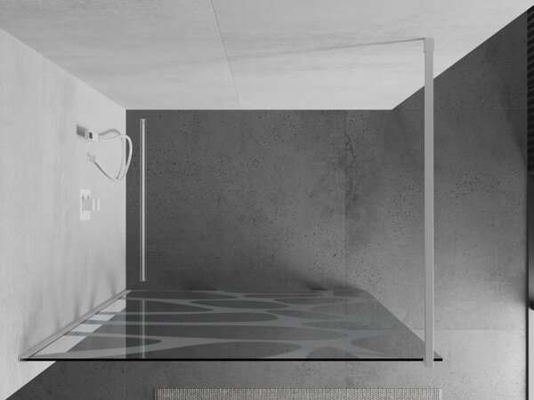 Mexen Kioto, Walk-In sprchová zástěna 80 x 200 cm, 8mm sklo čiré/bílý vzor, bílý profil, 800-080-101-20-97