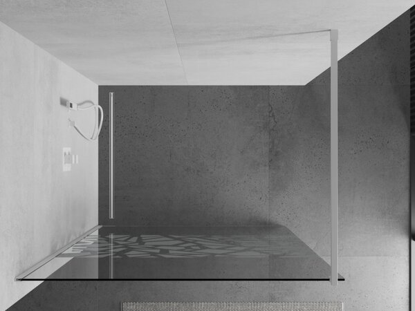 Mexen Kioto, Walk-In sprchová zástěna 70 x 200 cm, 8mm sklo čiré/bílý vzor, bílý profil, 800-070-101-20-85