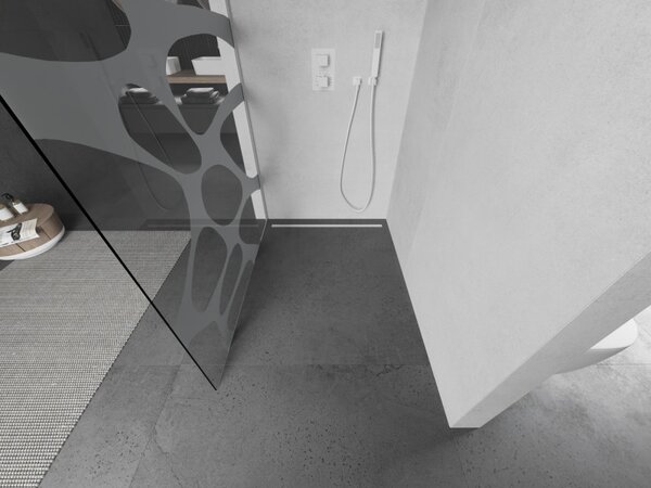 Mexen Kioto, Walk-In sprchová zástěna 80 x 200 cm, 8mm sklo čiré/bílý vzor, bílý profil, 800-080-101-20-97