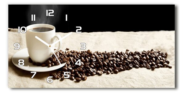 Skleněné hodiny na stěnu Aromatická káva pl_zsp_60x30_f_87589155
