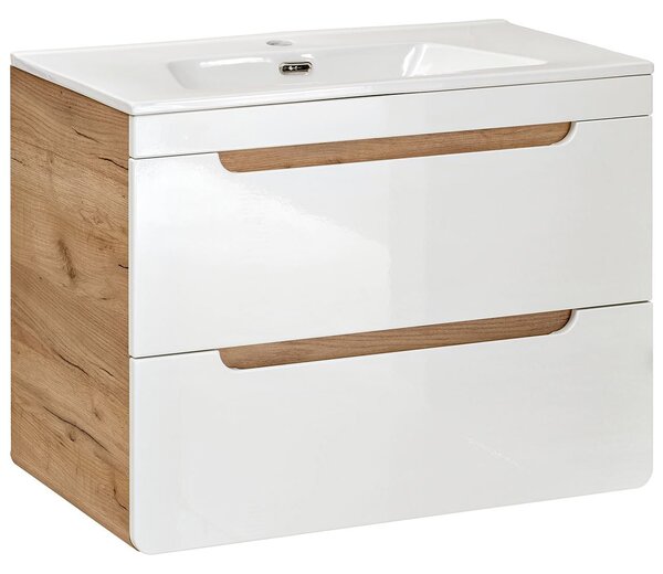 Comad Aruba White skříňka 60x46x59 cm pod umyvadlo závěsná bílá-dub ARUBAWHITE820-60CMFSC