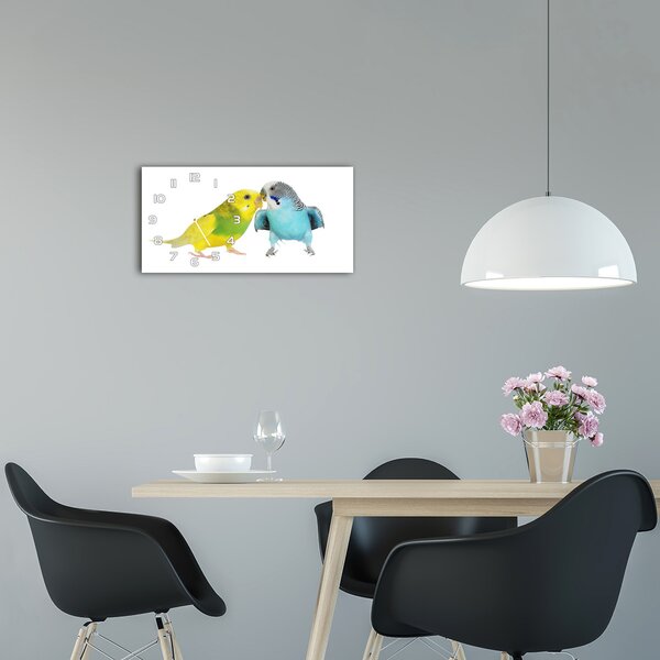 Skleněné hodiny na stěnu Andulky pl_zsp_60x30_f_87232462