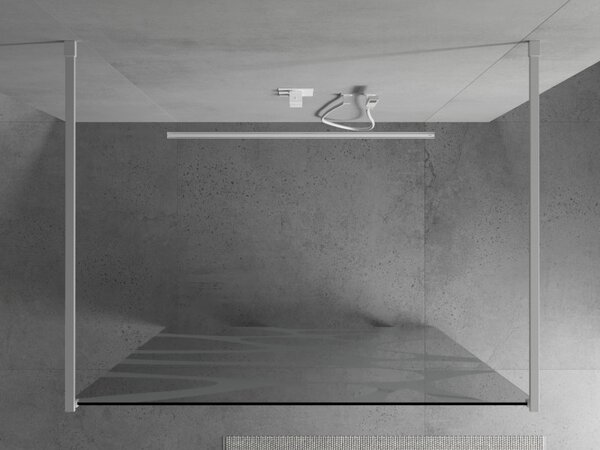 Mexen Kioto, průchozí sprchová zástěna 100 x 200 cm, 8mm sklo čiré/bílý vzor, 2x bílá stabilizační rozpěra, 800-100-002-20-97