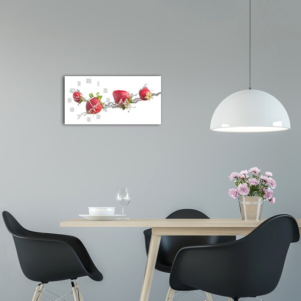Skleněné hodiny na stěnu Jahody a voda pl_zsp_60x30_f_88914383