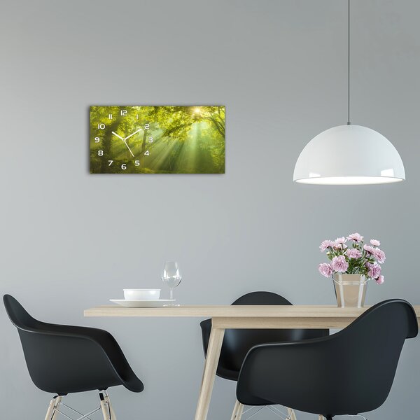 Skleněné hodiny na stěnu tiché Les slunce pl_zsp_60x30_f_88868942