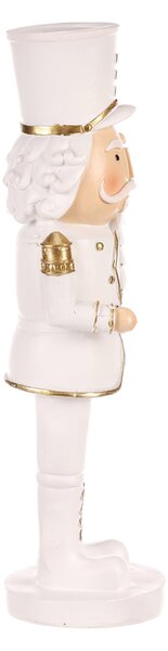 AUTRONIC Dekorační figurka louskáček voják v bílo-zlaté uniformě z polyresinu (pryskyřice), 7x8x24,5 cm