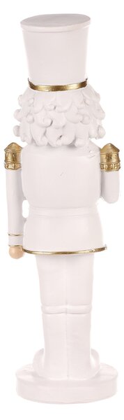 AUTRONIC Dekorační figurka louskáček voják v bílo-zlaté uniformě z polyresinu (pryskyřice), 7x8x24,5 cm