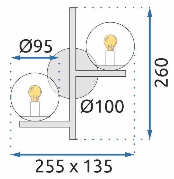 Toolight Toolight, nástěnné svítidlo 2xG9 APP1171-2W, zlatá lesklá, OSW-14022