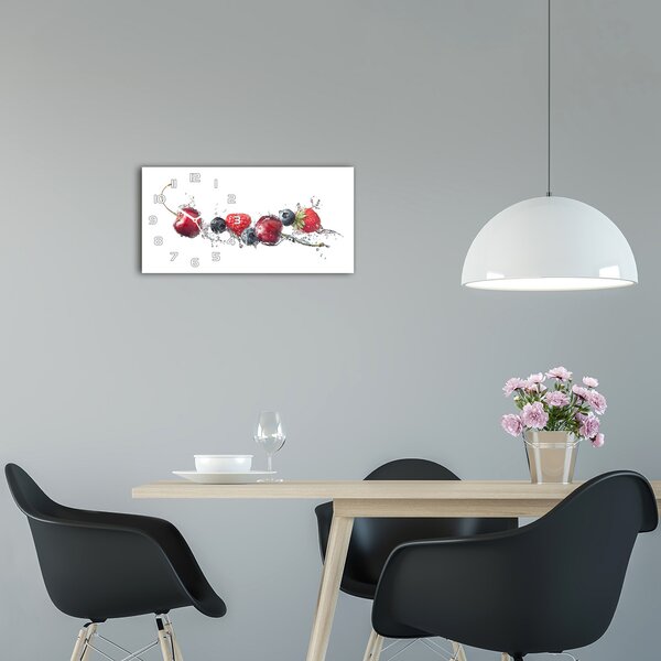 Moderní skleněné hodiny na stěnu Lesní ovoce pl_zsp_60x30_f_89101710