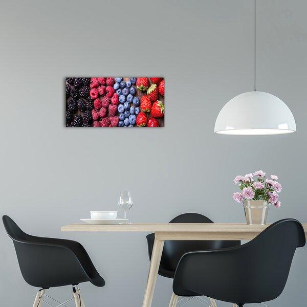Moderní skleněné hodiny na stěnu Lesní ovoce pl_zsp_60x30_f_89347182