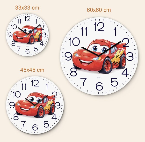 DUBLEZ | Dětské nástěnné hodiny - Bleskový McQueen | UV tisk, Premium