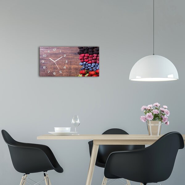 Moderní skleněné hodiny na stěnu Lesní ovoce pl_zsp_60x30_f_89347175