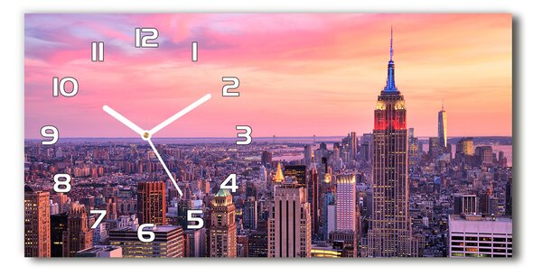 Skleněné hodiny na stěnu New York západ slunce pl_zsp_60x30_f_89776597