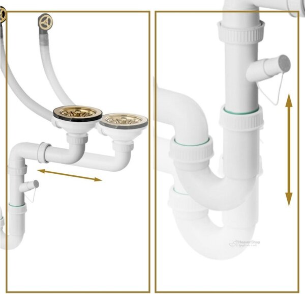 Sink Quality Ferrum 50, kuchyňský granitový dřez 490x450x195 mm + zlatý sifon, brocade, SKQ-FER.B.1K50.XG