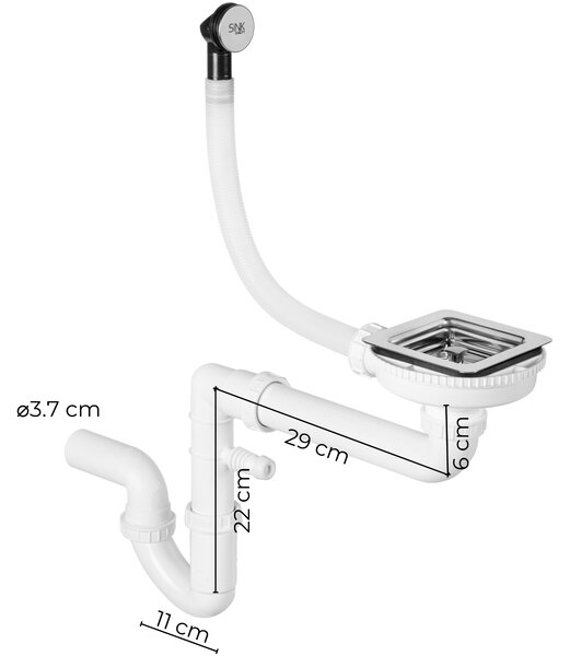 Sink Quality Argon 60, kuchyňský granitový dřez 550x420x225 mm + chromový sifon, černá, SKQ-ARG.C.1KBO.60.X