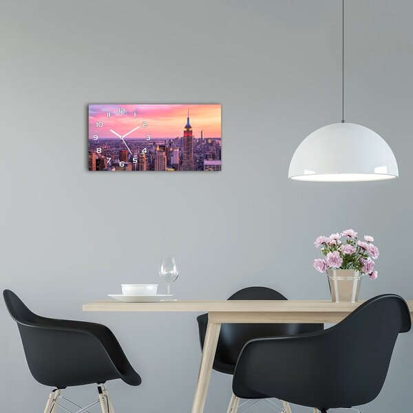 Skleněné hodiny na stěnu New York západ slunce pl_zsp_60x30_f_89776597