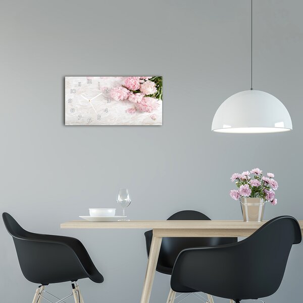 Moderní skleněné hodiny na stěnu Pivoňky pl_zsp_60x30_f_89916715