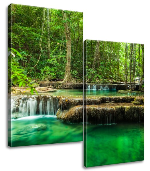 Obraz na plátně Vodopád Erawan v Thajsku - 2 dílný Rozměry: 60 x 60 cm