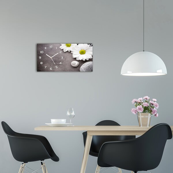 Moderní skleněné hodiny na stěnu Gerbera pl_zsp_60x30_f_89978317