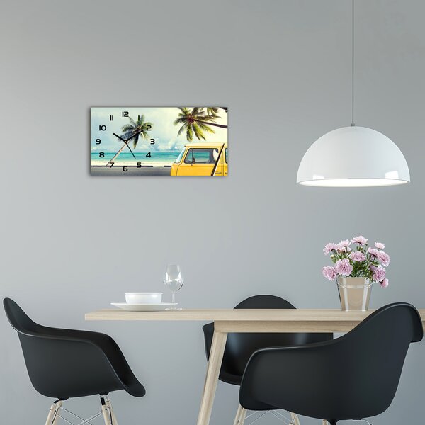 Skleněné hodiny na stěnu Dodávka pláž pl_zsp_60x30_f_90194725