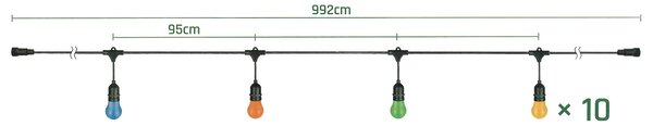 Tutumi Spectrum, zahradní závěsná girlanda 10m 10xE27 WOJ+14342, černá, OSW-5795A