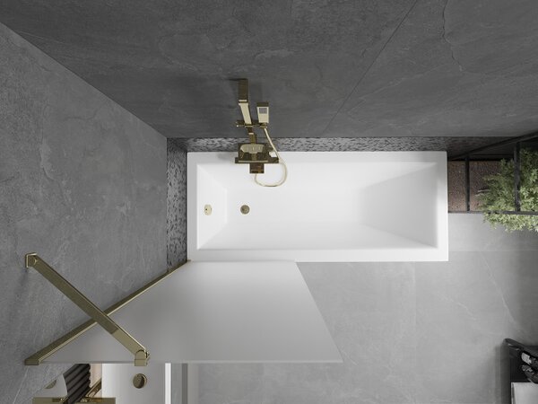 Mexen Next, vanová zástěna 1-křídlová 70 x 150 cm, fixní křídlo, 6 mm námraza sklo, zlatý profil, 895-070-000-00-30-50