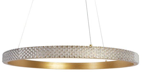 Toolight Toolight, LED křišťálové závěsné svítidlo 60x60 cm APP1203-CP, zlatá, OSW-04592