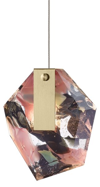 Bomma Luxusní závěsné svítidlo Fragments bez baldachýnu, small Povrch Montury: Broušená zlatá, Barva skla: Flamingo mint