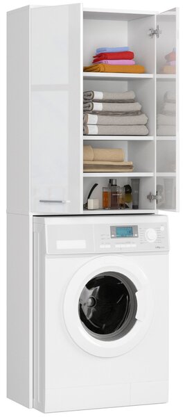 Ak furniture Koupelnová skříňka nad pračku Fin 180 cm 2D lesklá bílá