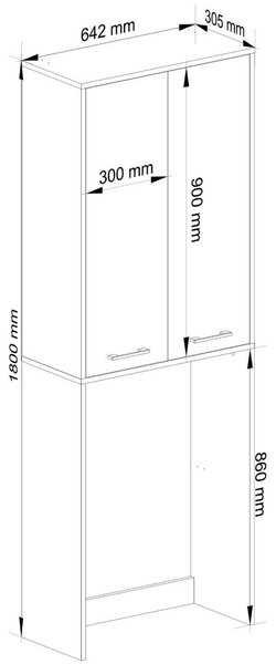 Ak furniture Koupelnová skříňka nad pračku Fin 180 cm 2D lesklá bílá