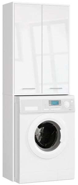 Ak furniture Koupelnová skříňka nad pračku Fin 180 cm 2D lesklá bílá