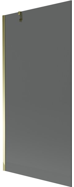 Mexen Next, vanová zástěna 1-křídlová 90 x 150 cm, fixní křídlo, 6 mm šedé sklo, zlatý profil, 895-090-000-00-40-50