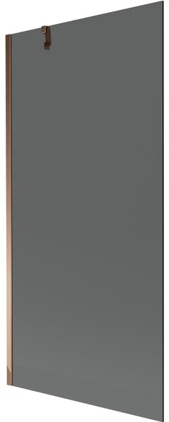 Mexen Next, vanová zástěna 1-křídlová 90 x 150 cm, fixní křídlo, 6 mm šedé sklo, růžové zlato profil, 895-090-000-00-40-60