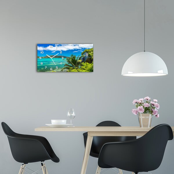 Skleněné hodiny na stěnu Pobřeží Seychely pl_zsp_60x30_f_93632488