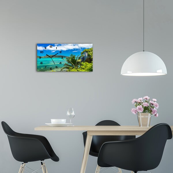 Skleněné hodiny na stěnu Pobřeží Seychely pl_zsp_60x30_f_93632488