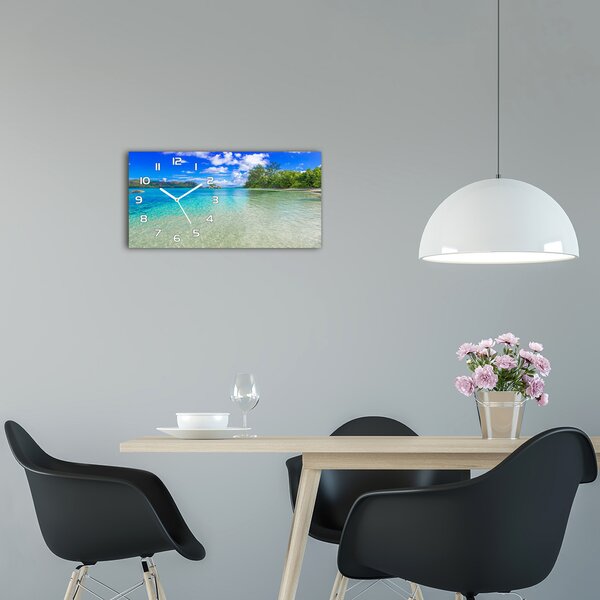 Skleněné hodiny na stěnu tiché Pláž Seychely pl_zsp_60x30_f_93635847